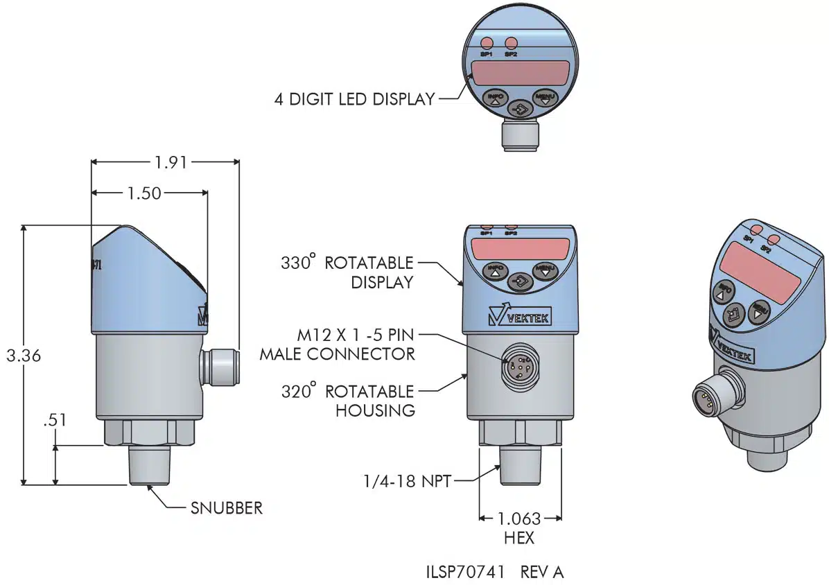 ilsp70740 Powered LED Display Electronic Pressure Switch