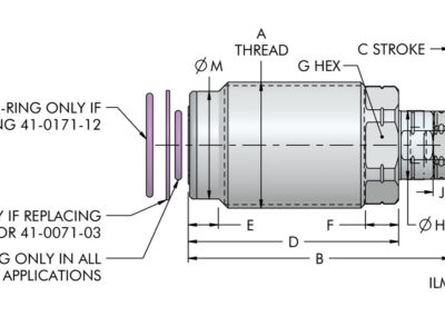 High Capacity, Fluid Advance Work Supports, Cartridge Dimensions