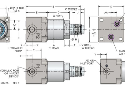 Part Present Sensing, High Capacity, Fluid Advance, Base Dimensions