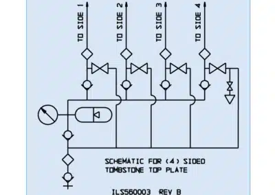 Manual Shutoff Valves Top Plate, Four-Sided Schematic