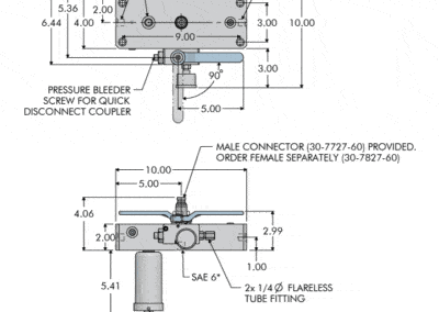 Manual Shutoff Valves Top Plate, Two-Sided Dimensions