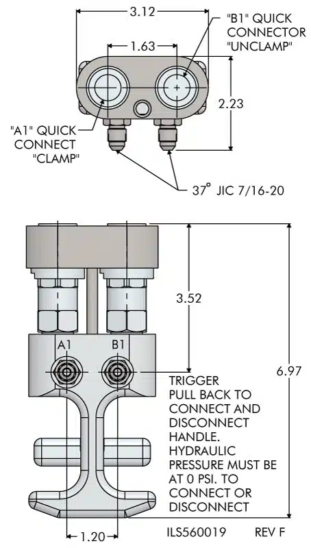 ils560019 One Handed Automatic Shutoff Valve Decouplers Operating Handle Specifications