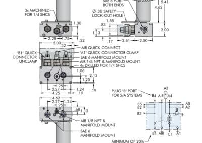 Two Handed Automatic Shutoff Valve Decouplers External Accumulator with AirTwo Handed Automatic Shutoff Valve Decouplers External Accumulator with Air Dimensions