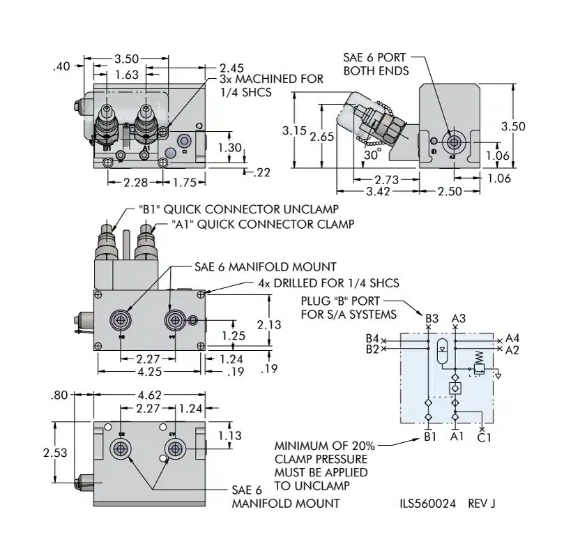 ils560024 One Handed Automatic Shutoff Valve Decouplers Integral Accumulator Dimensions