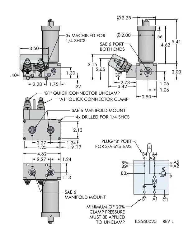 ils560025 One Handed Automatic Shutoff Valve Decouplers External Accumulator Dimensions