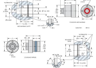 Thread-In Coupling Mechanisms Dimensions