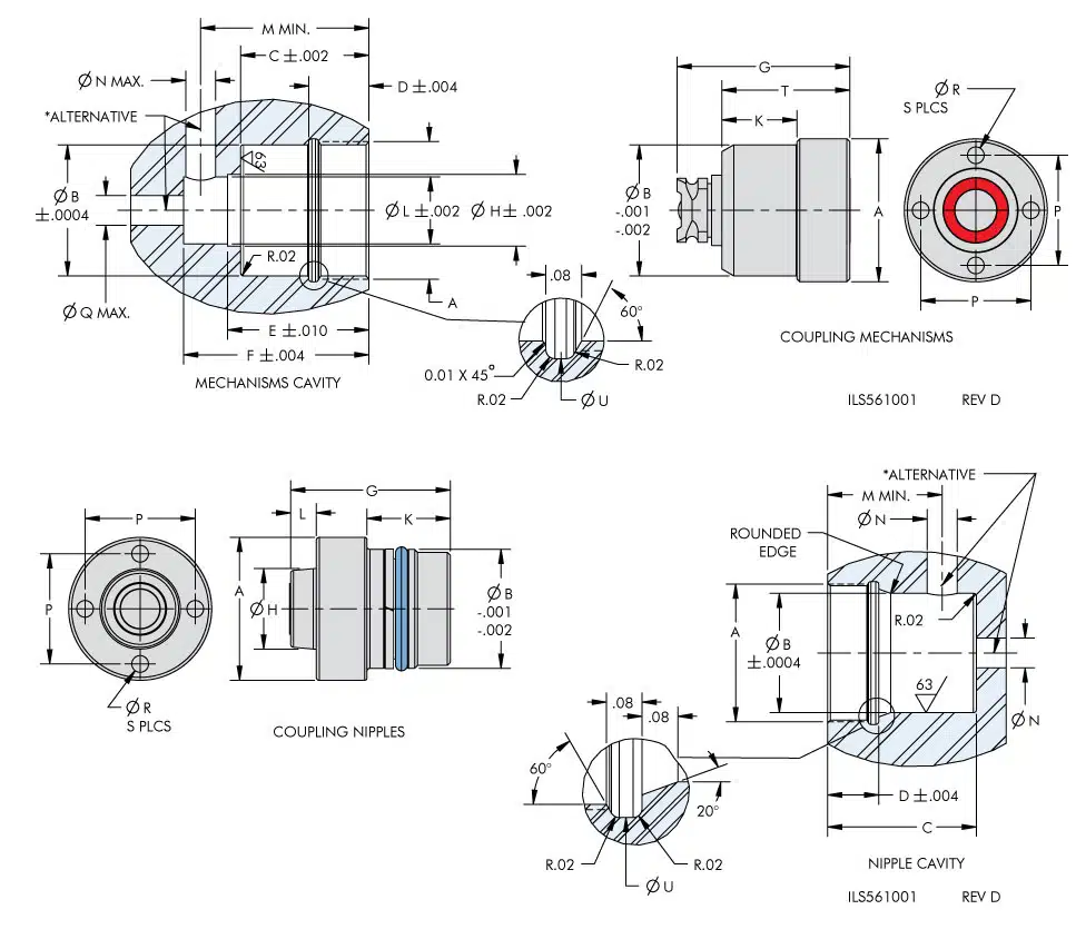 ils561001 Thread-In Coupling Mechanisms Dimensions