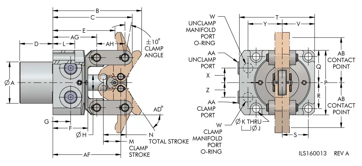 ils160013 Top Flange Twin Lever Link Clamp