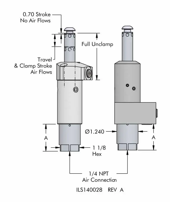 ils140028 Pneumatic Position Sensing TuffCam Swing Clamp